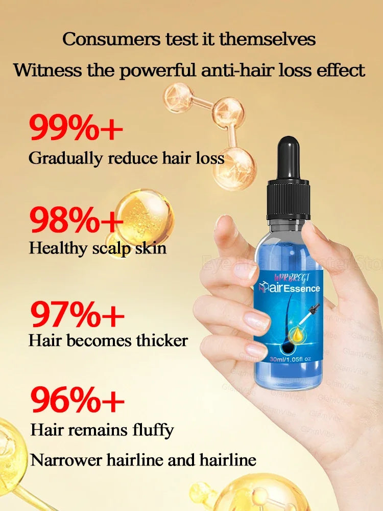 WPRBREGT blue bottle.hair growth essential 0iI. Say goodbye to baIdness. The secret 0f thick hair hair growth serums
